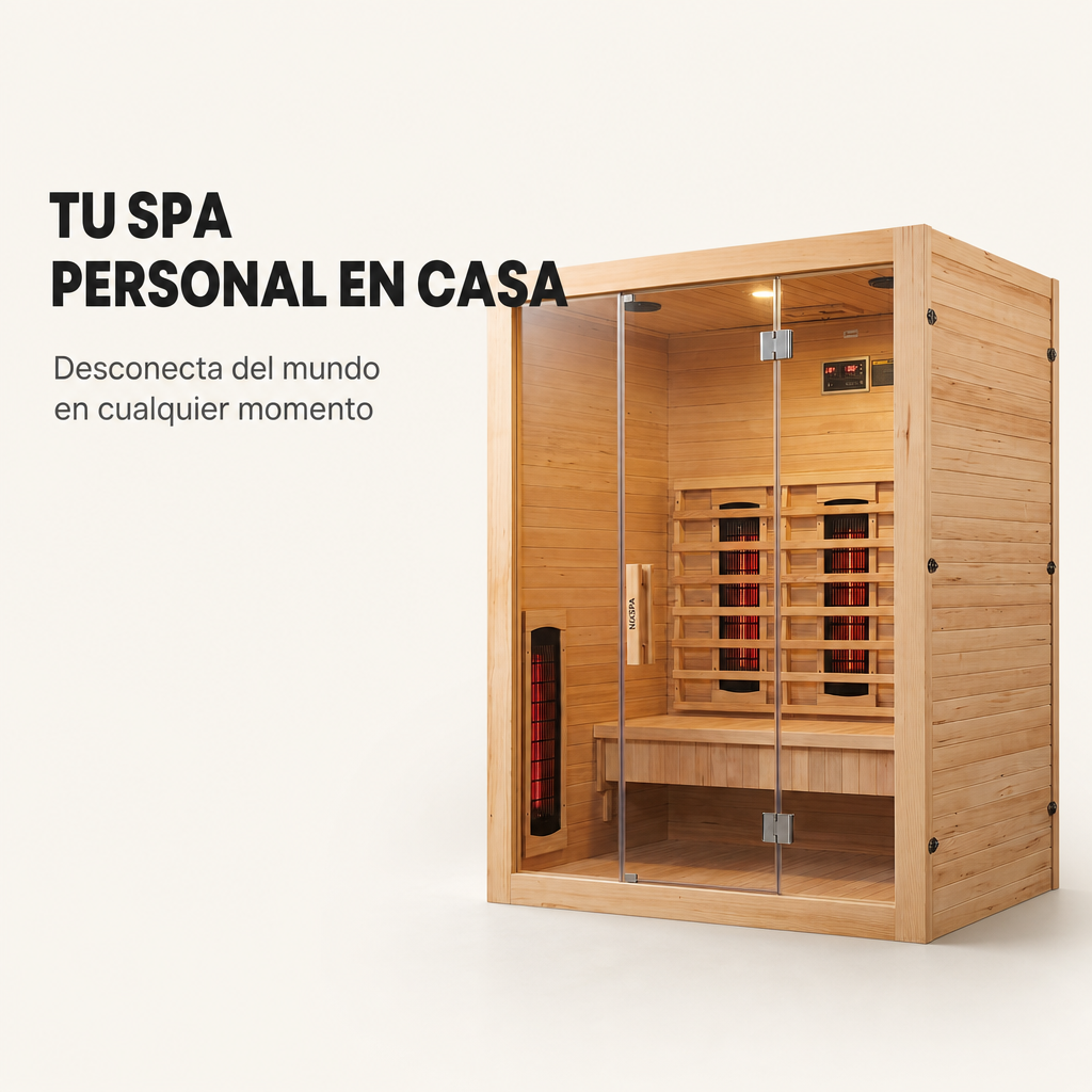 Sauna de infrarrojos 3 personas de madera maciza con 6 paneles, Bluetooth y puerta panorámicaSauna de infrarrojos 3 personas de madera maciza con 6 paneles, Bluetooth y puerta panorámica