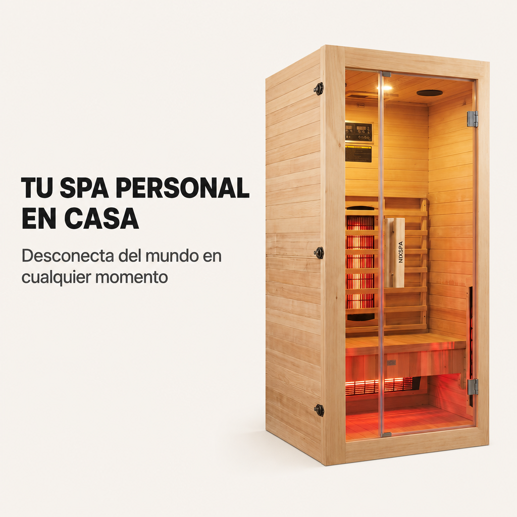 Sauna de infrarrojos individual de madera maciza con 4 paneles y control digital