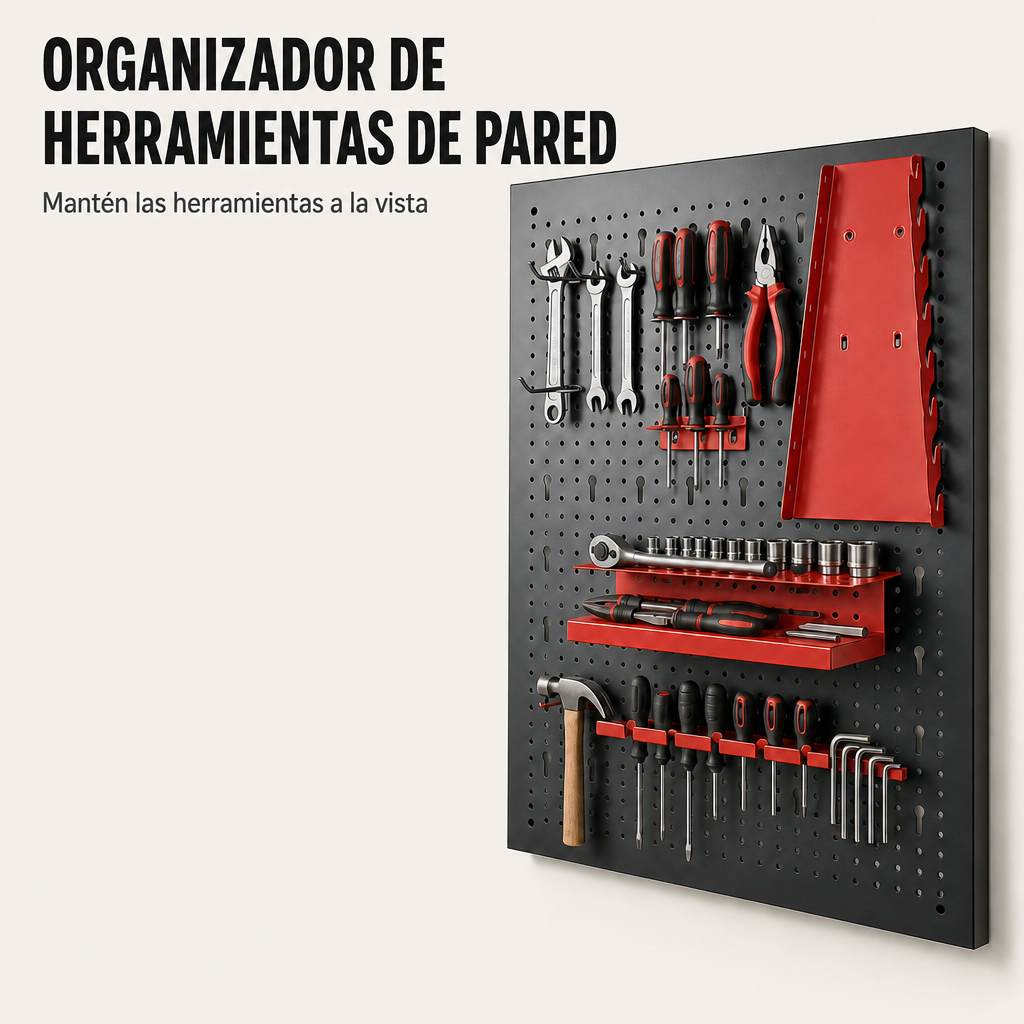 Panel Organizador Metálico Para Herramientas Con Ganchos Y Soportes