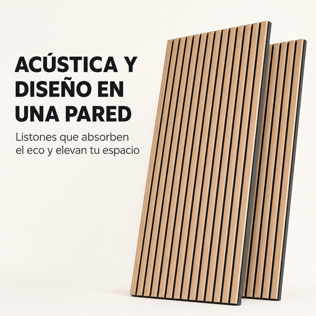 Panneau acoustique décoratif en lattes de bois MDF avec isolation acoustique 120x60 cm pack de 2