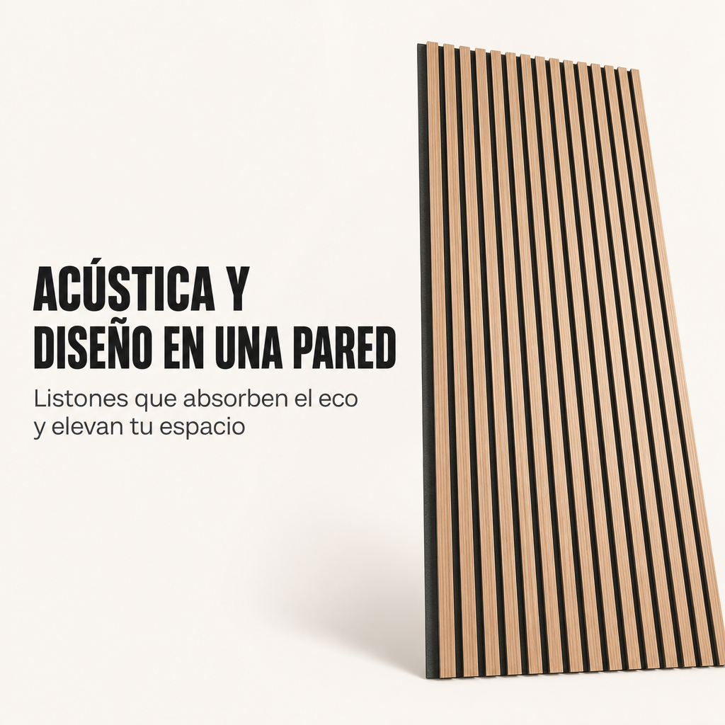 Pannello acustico decorativo a listelli MDF effetto legno con feltro acustico 240x60 cm