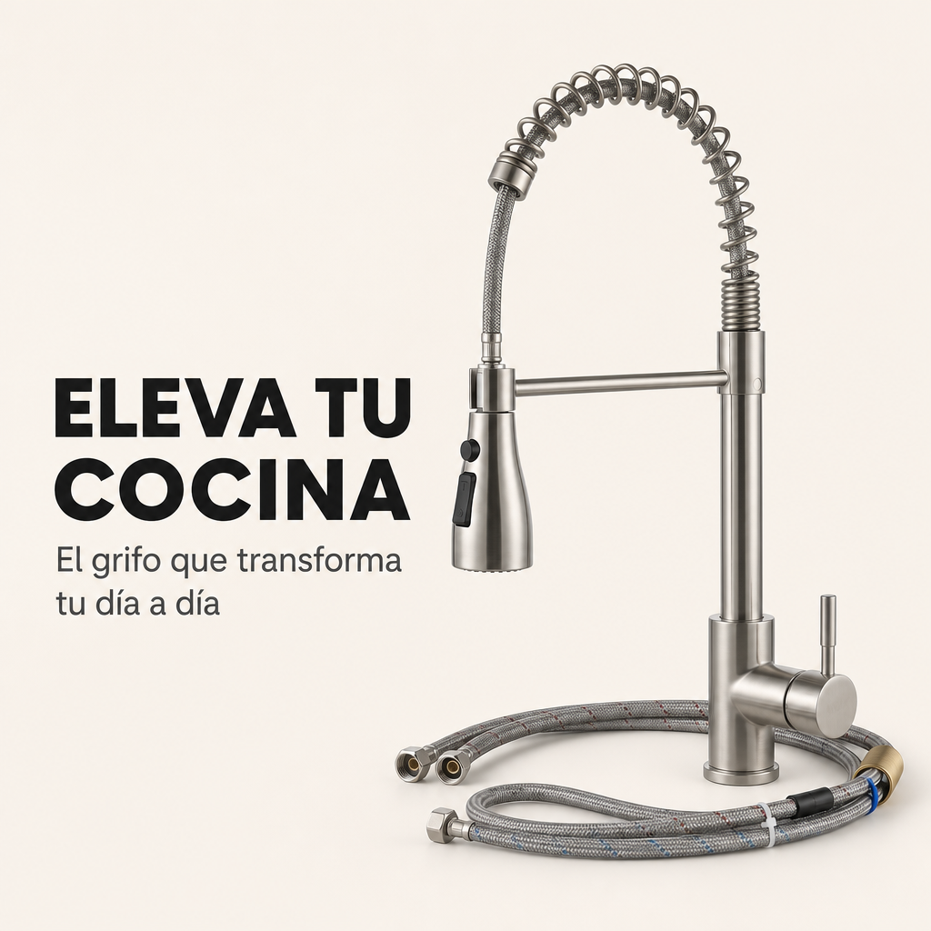 Rubinetto da cucina estraibile in acciaio inox con doccetta estensibile e bocca alta girevole a 360° per lavello