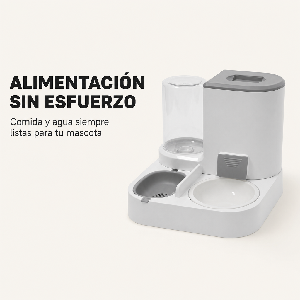 Comedouro e bebedouro automático 2 em 1 para gatos e cães com dispensador duplo e grande capacidade cor cinzenta