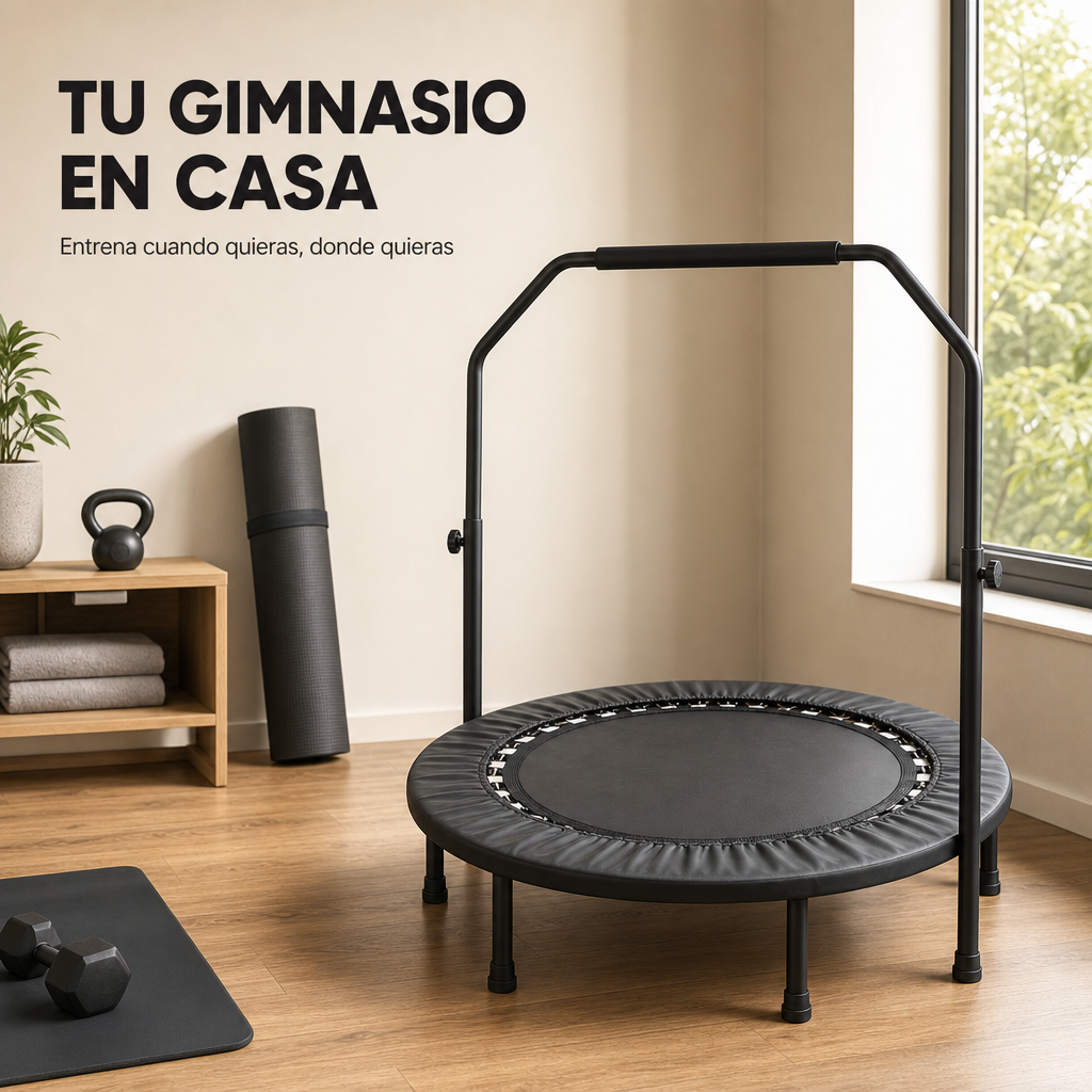 Trampoline fitness 3 en 1 avec barre ajustable et bandes de résistance