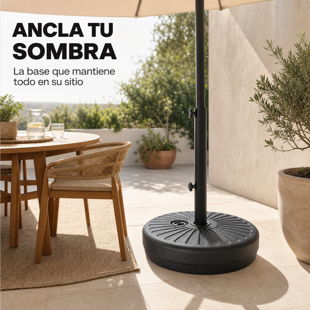 Base pour parasol remplissable 22 L avec support central