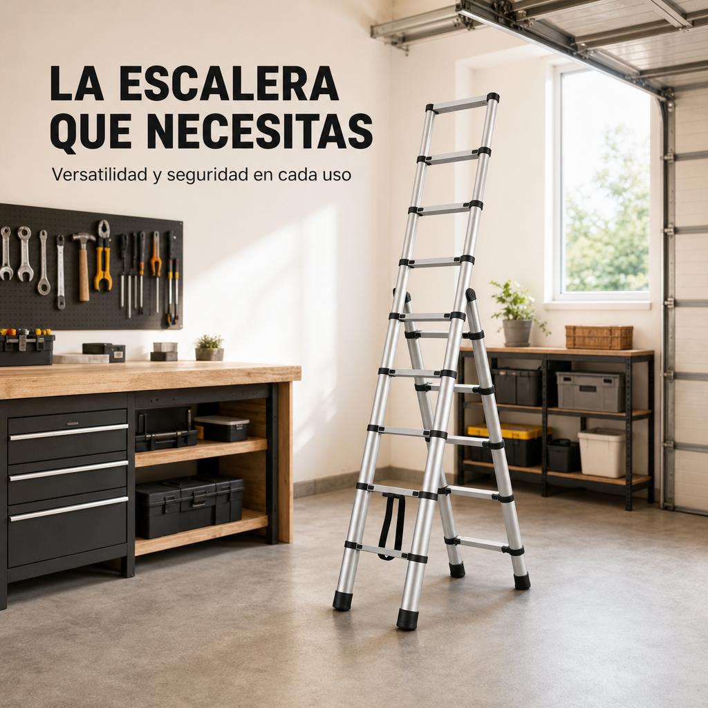 Scala telescopica pieghevole 3,2 m con gradini antiscivolo