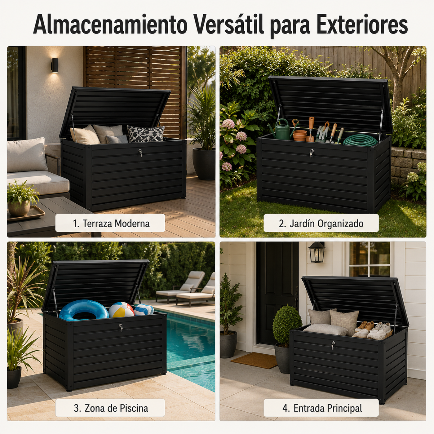 Baú Metálico Exterior com Tampa Hidráulica e Fecho com Chave