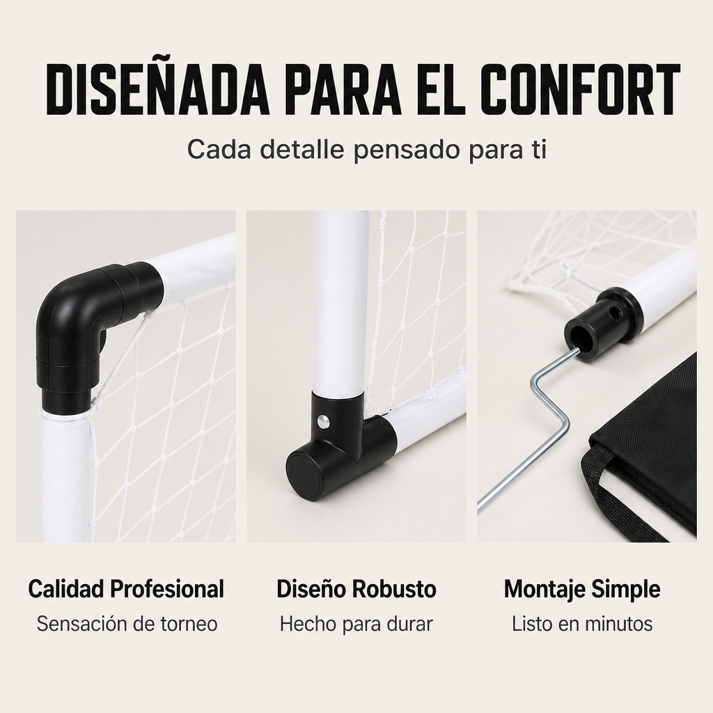 Portería De Fútbol Plegable Con Red Resistente Y Bolsa De Transporte