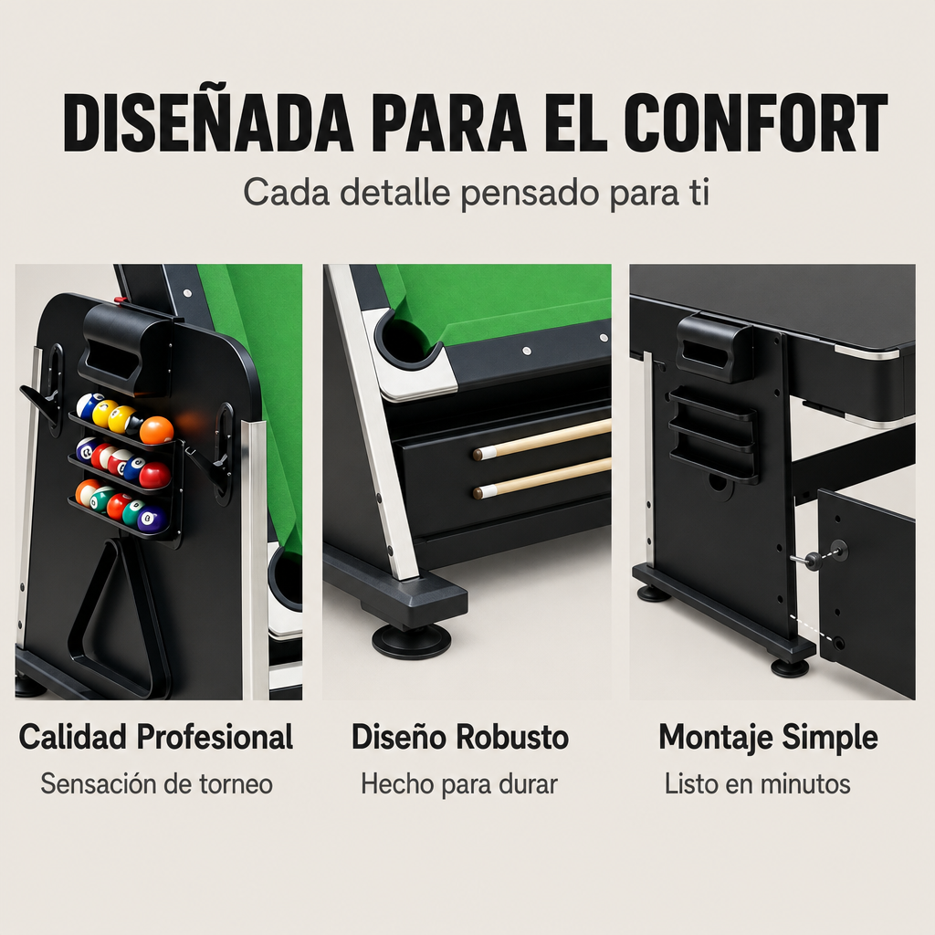 Tavolo multigioco 3 in 1 convertibile di biliardo, air hockey e ping pong 210 cm