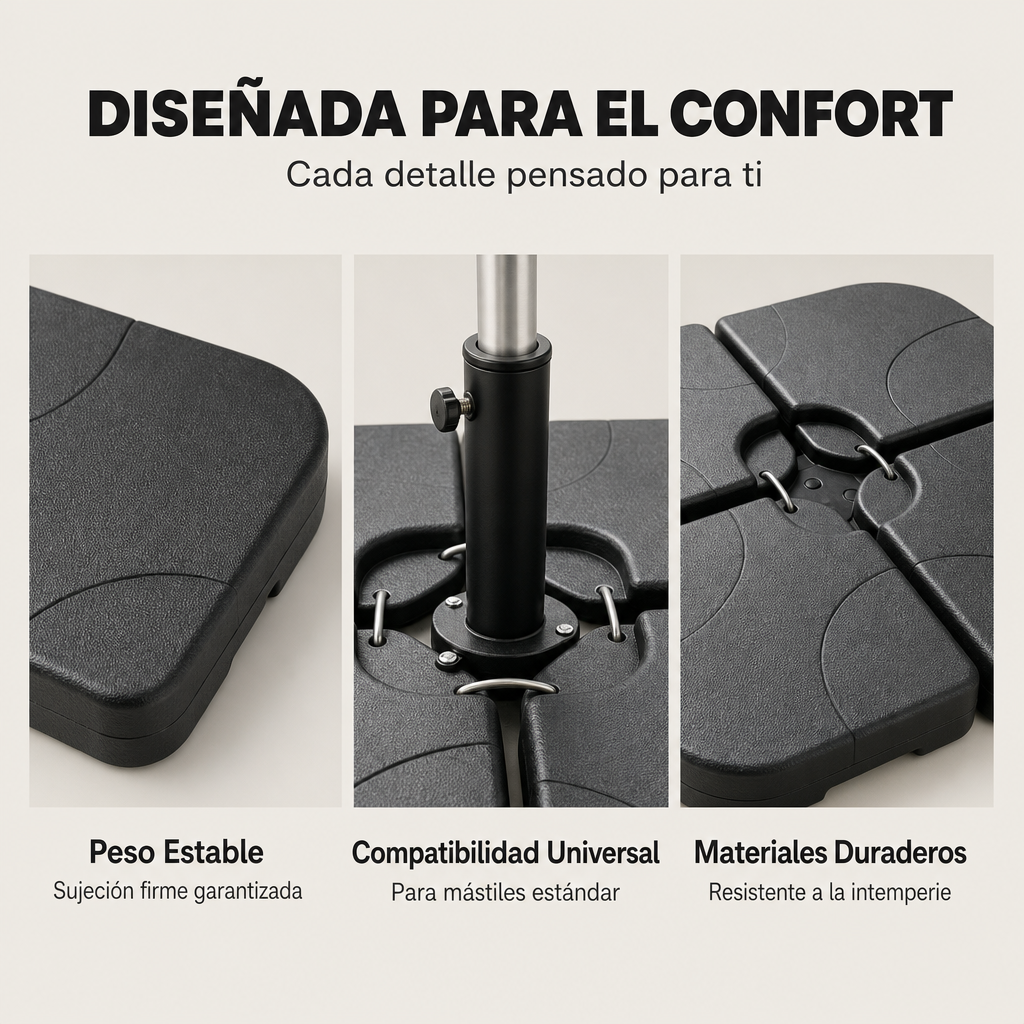 Base modulaire pour parasol 4 pièces remplissable noire