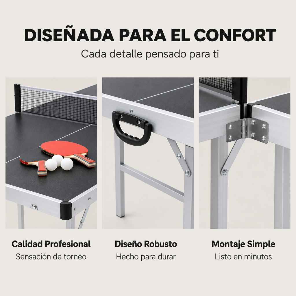 Mesa de Ping Pong Plegable con red 182x91 cm