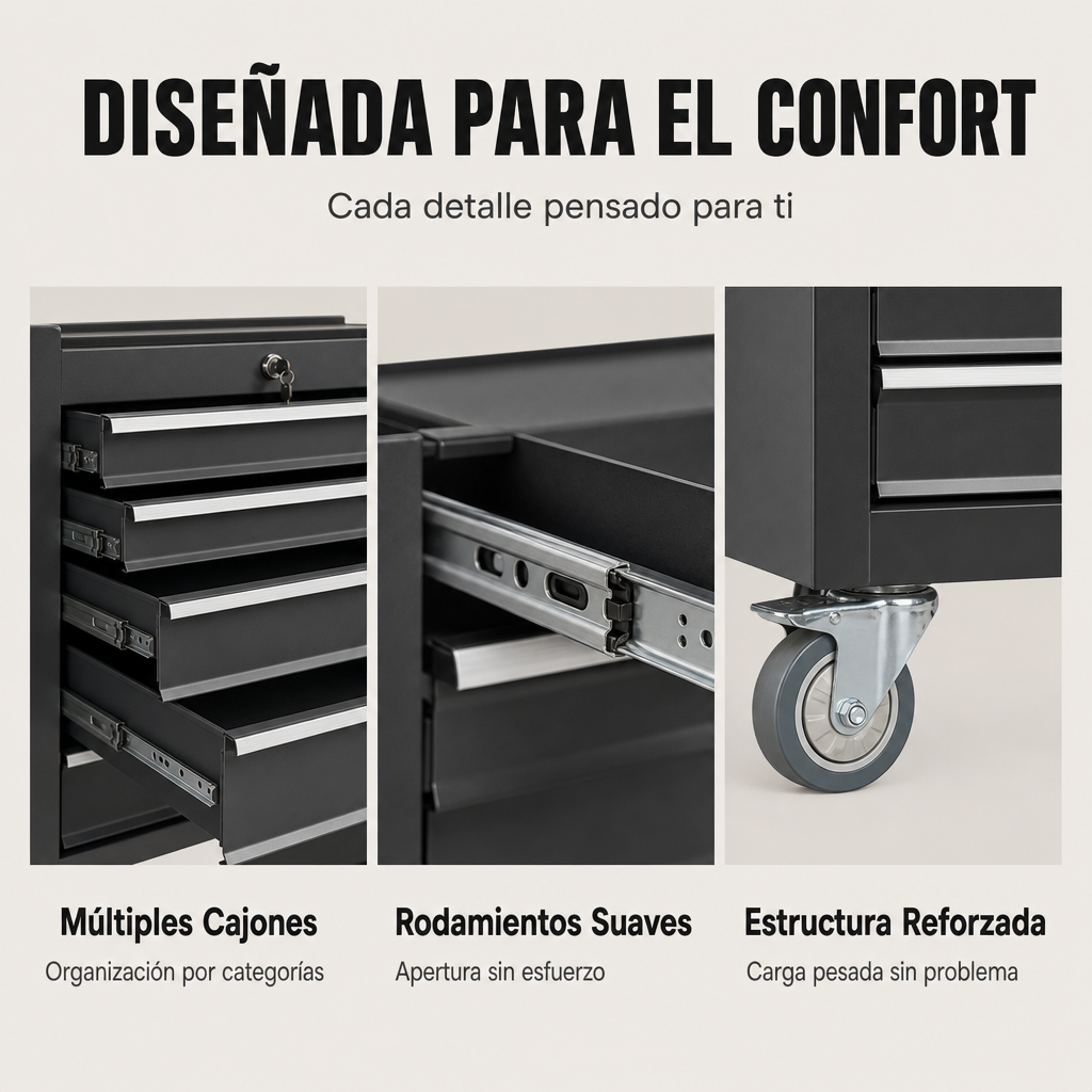 Carrello porta attrezzi metallico con 7 cassetti