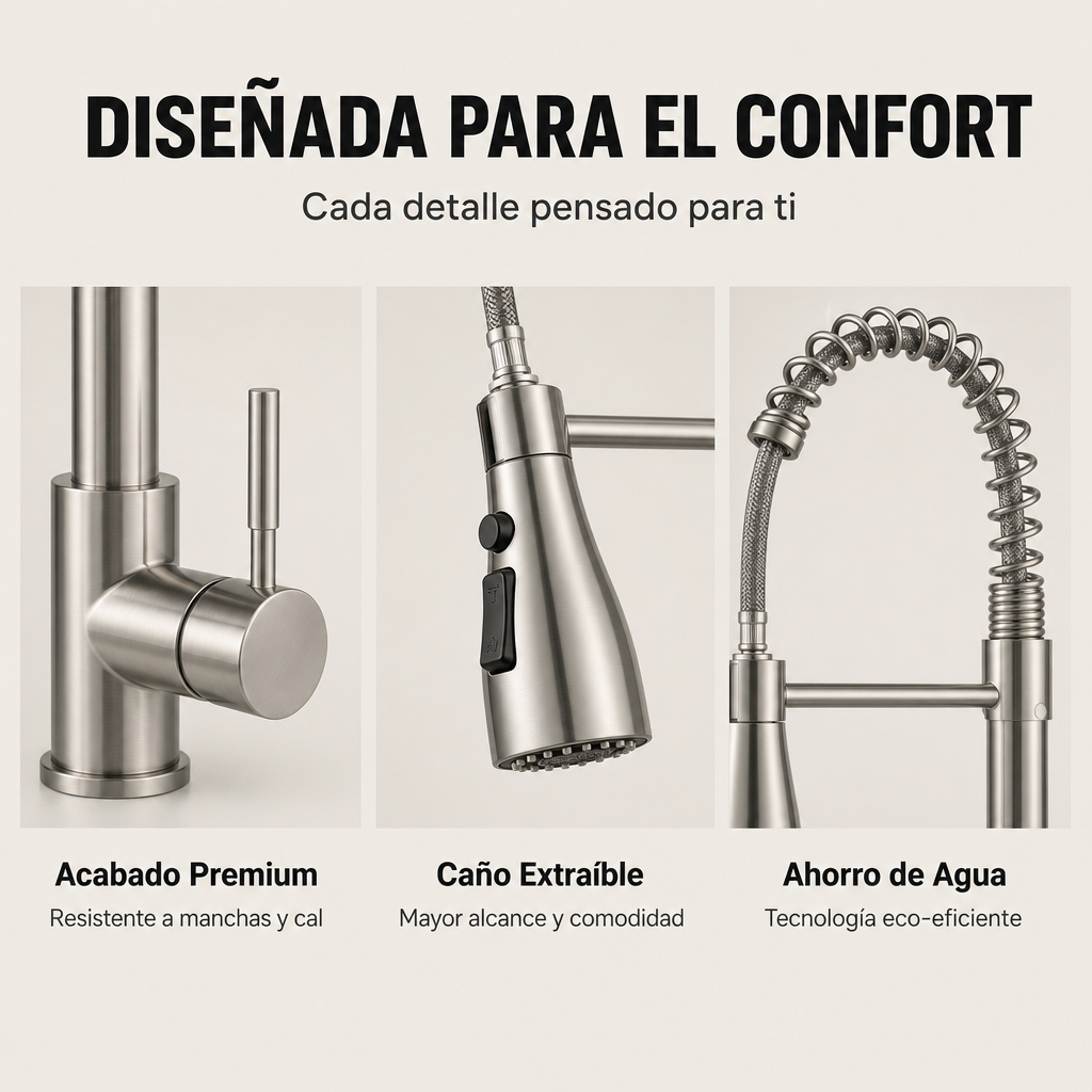 Rubinetto da cucina estraibile in acciaio inox con doccetta estensibile e bocca alta girevole a 360° per lavello