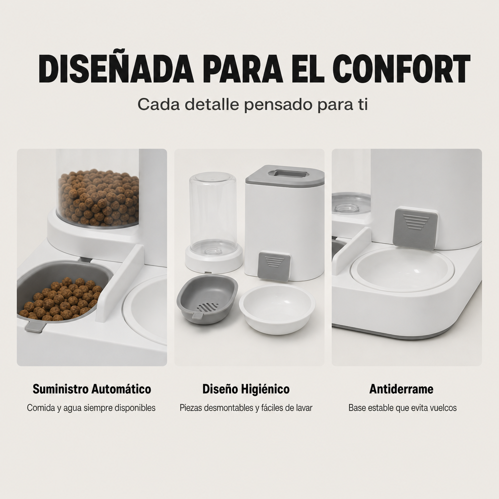 Comedouro e bebedouro automático 2 em 1 para gatos e cães com dispensador duplo e grande capacidade cor cinzenta