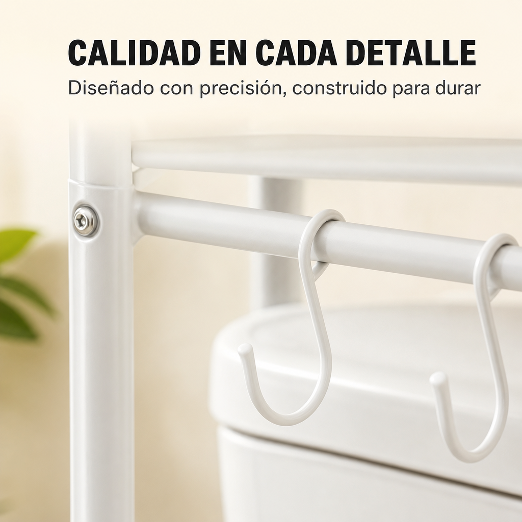 3-stöckiges Regal über der Toilette mit Haken, Organizerablagen und Metallgestell für Badezimmer