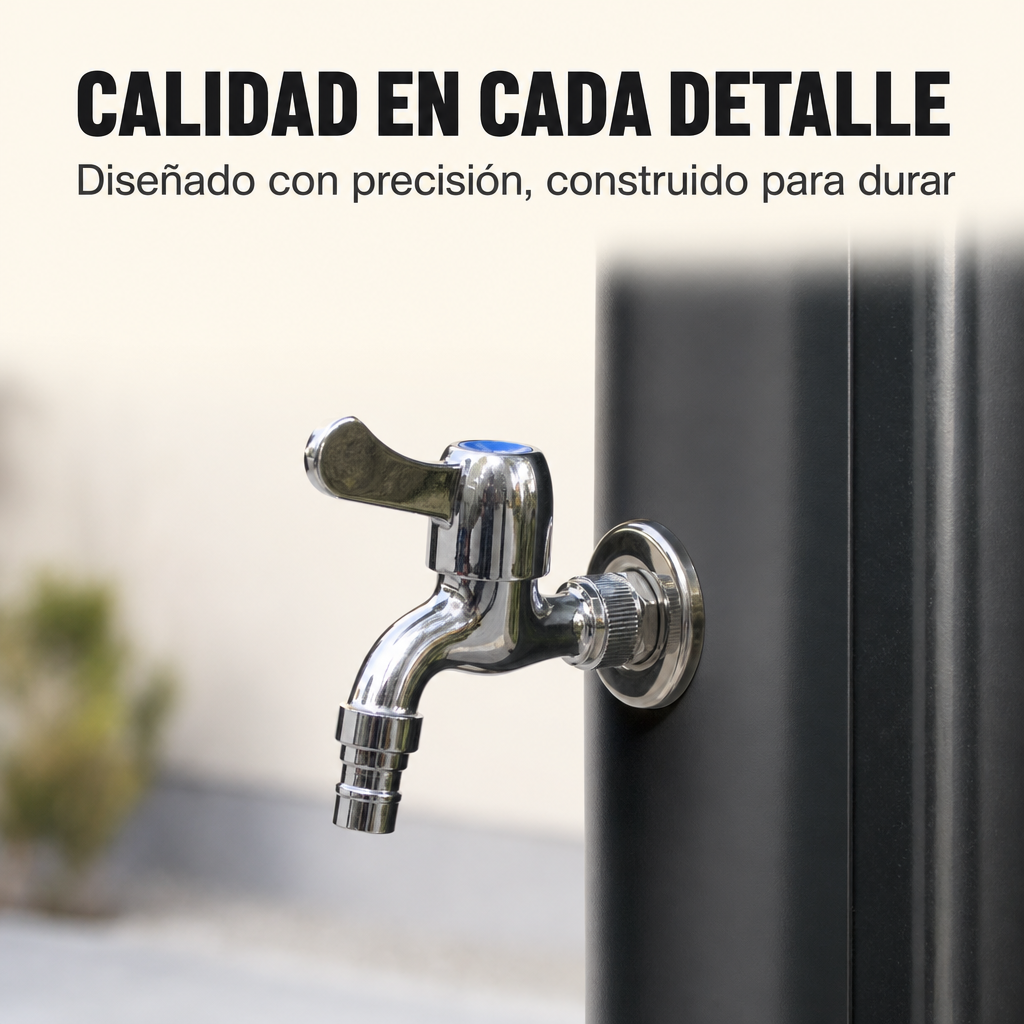 Doccia solare esterna per giardino e piscina con rubinetto per lavapiedi e spruzzatore orientabile nero/argento