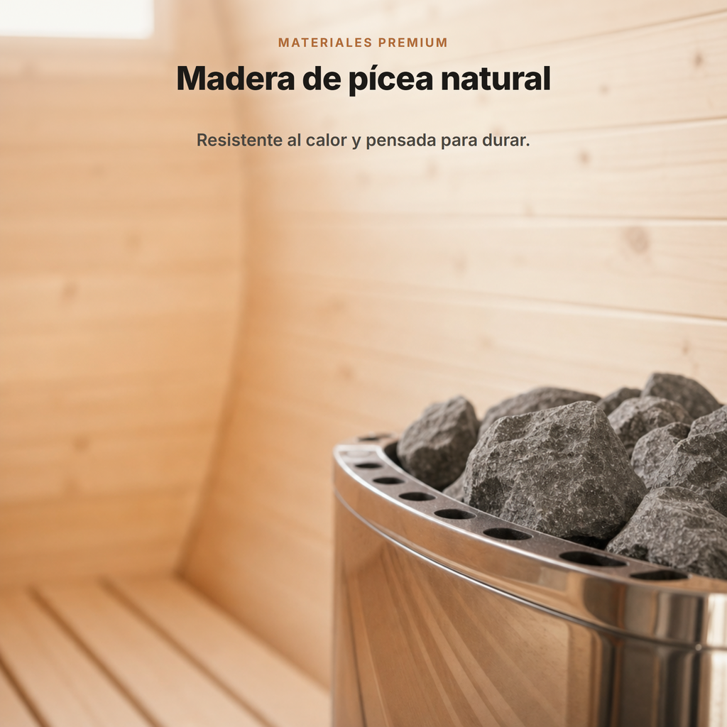 Sauna Barril Exterior Jardín 5-6 Personas Madera Abeto 6 kW Tejado Tejas