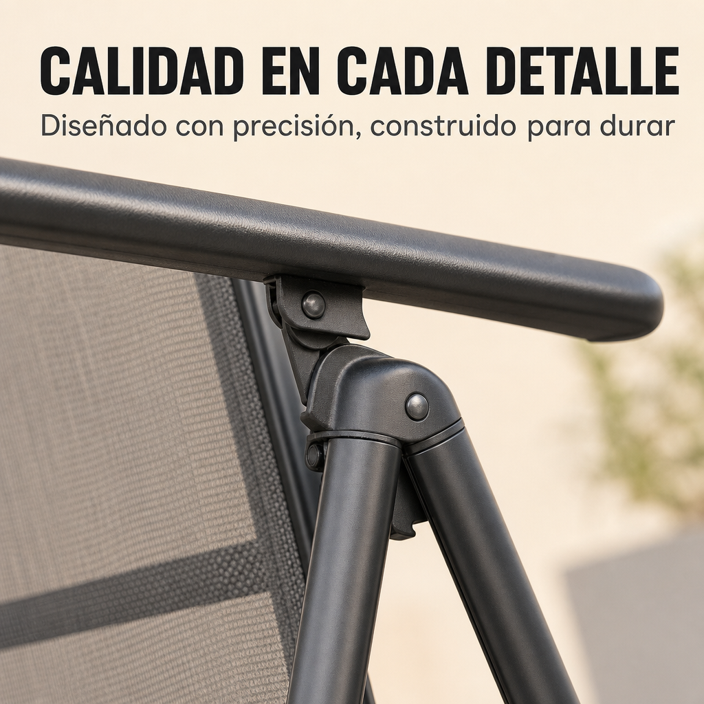 Set di 2 sedie pieghevoli da giardino in alluminio antracite con seduta in tessuto resistente e leggero