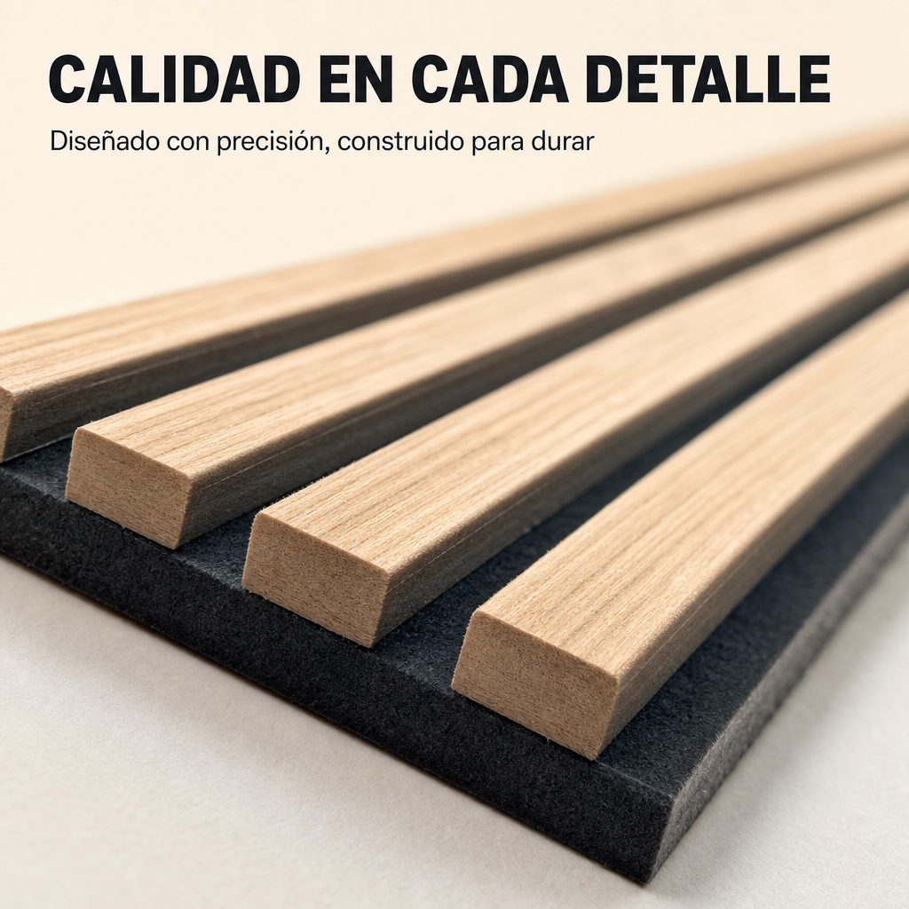 Panneau acoustique décoratif en lattes de bois MDF avec isolation acoustique 120x60 cm pack de 2