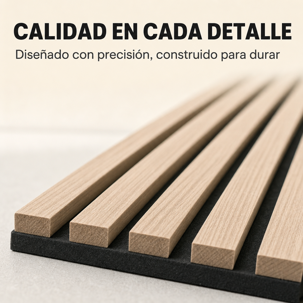 Pannello acustico decorativo a listelli MDF effetto legno con feltro acustico 240x60 cm