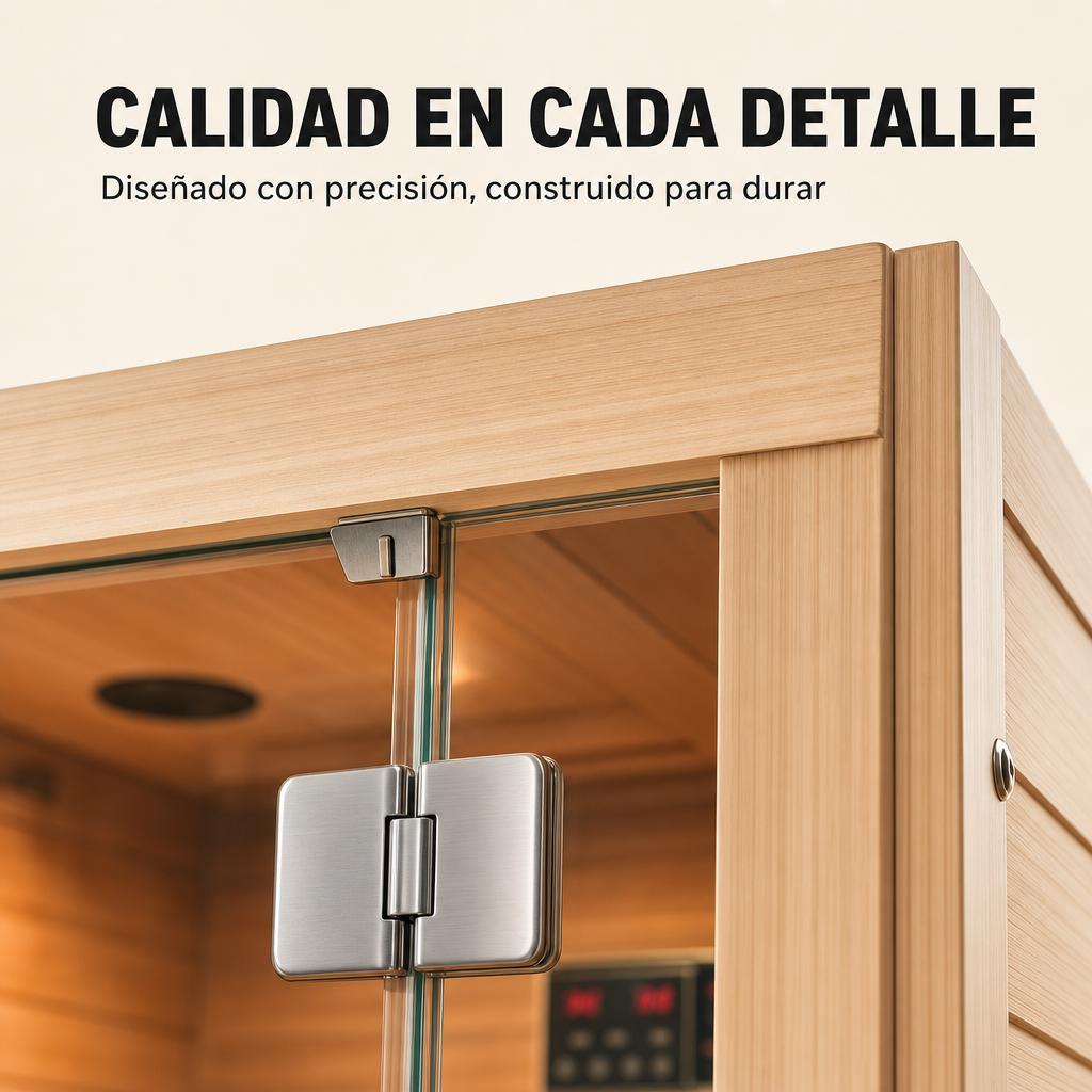 Sauna de infrarrojos para 2 personas con 5 paneles, Bluetooth y control digital