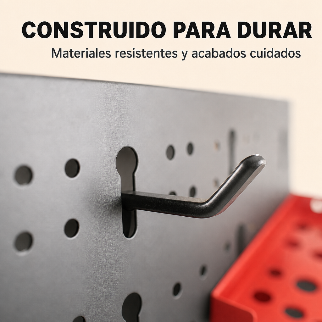 Panel Organizador Metálico Para Herramientas Con Ganchos Y Soportes