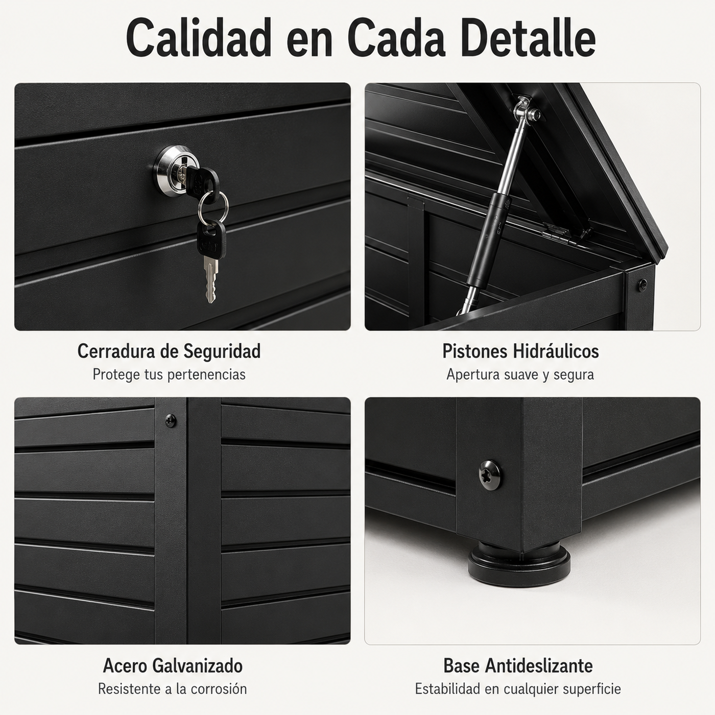 Baú Metálico Exterior com Tampa Hidráulica e Fecho com Chave