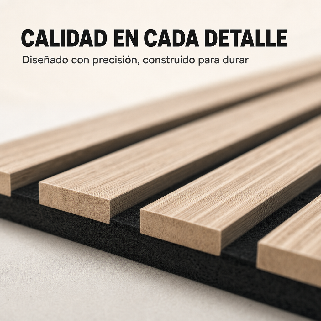 Panneau acoustique décoratif en lattes MDF effet bois avec feutre acoustique 120x60 cm pack de 4 unités