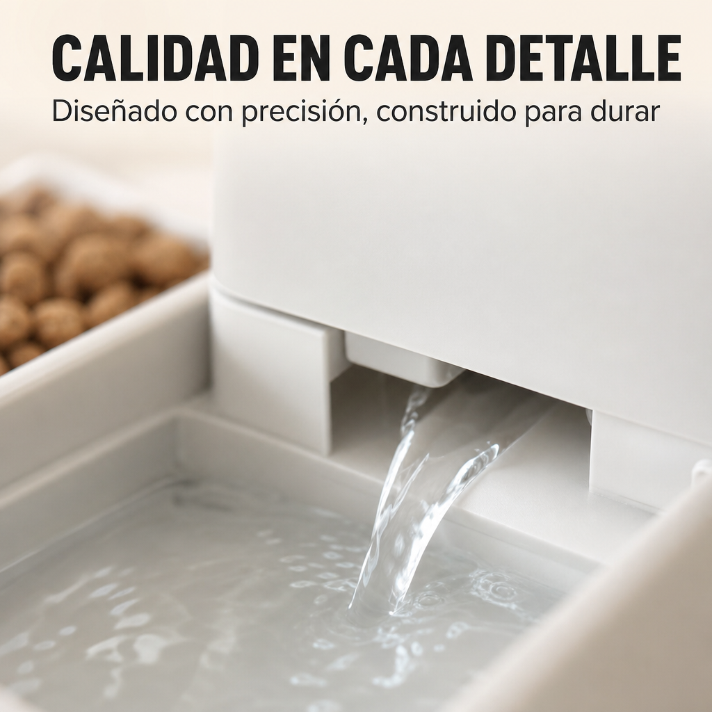 Distributeur automatique de nourriture pour chats et chiens avec distributeur d'eau, double gamelle et alimentation continue couleur grise