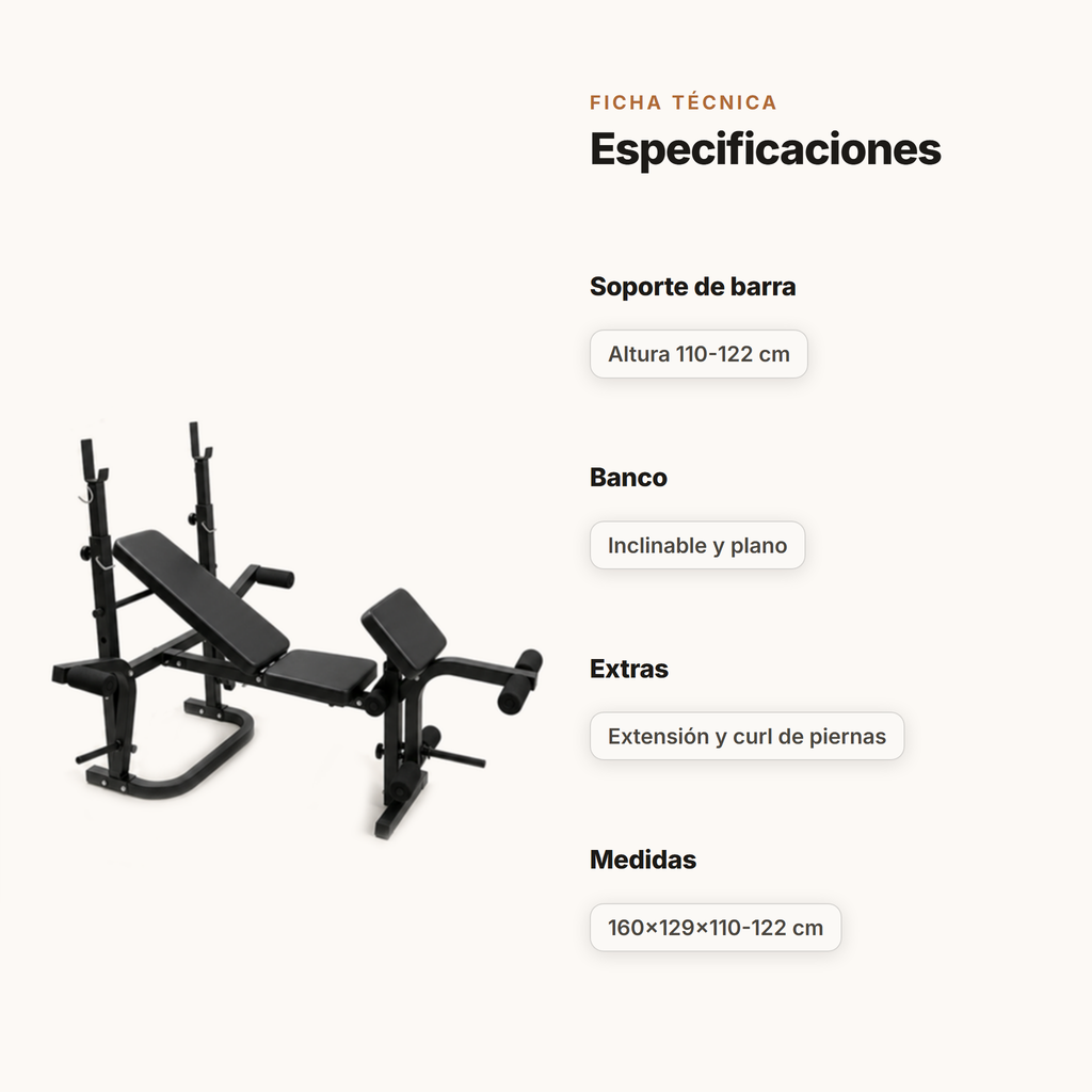 Banc ajustable multifonction pliable pour entraînement complet à domicile