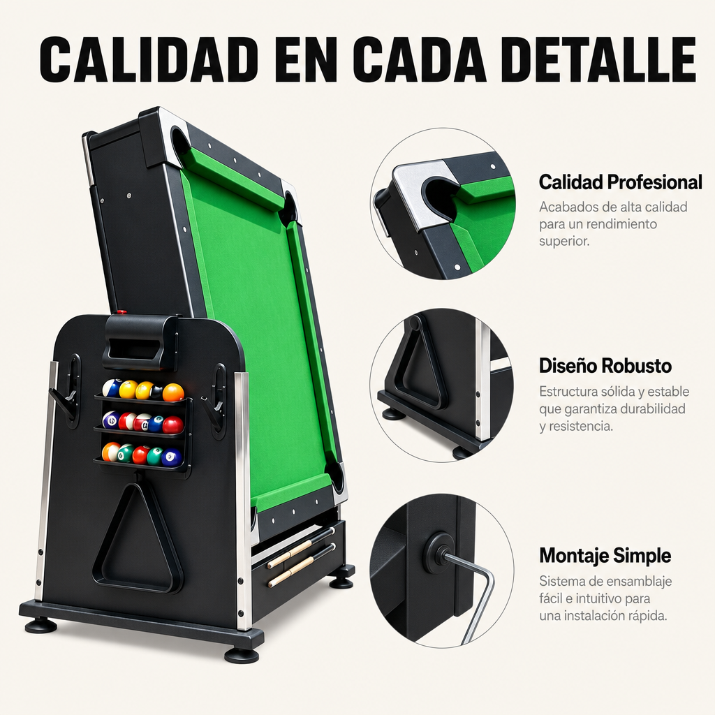 Tavolo multigioco 3 in 1 convertibile di biliardo, air hockey e ping pong 210 cm