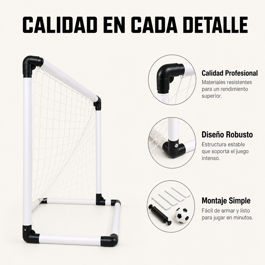 Portería De Fútbol Plegable Con Red Resistente Y Bolsa De Transporte