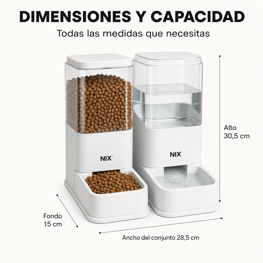 Distributeur automatique de nourriture pour chats et chiens avec distributeur d'eau, double gamelle et alimentation continue couleur grise