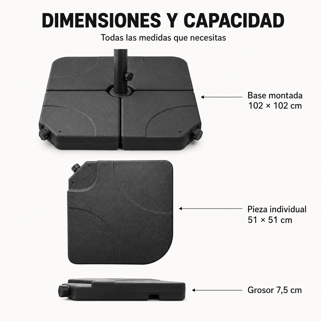 Base modulaire pour parasol 4 pièces remplissable noire