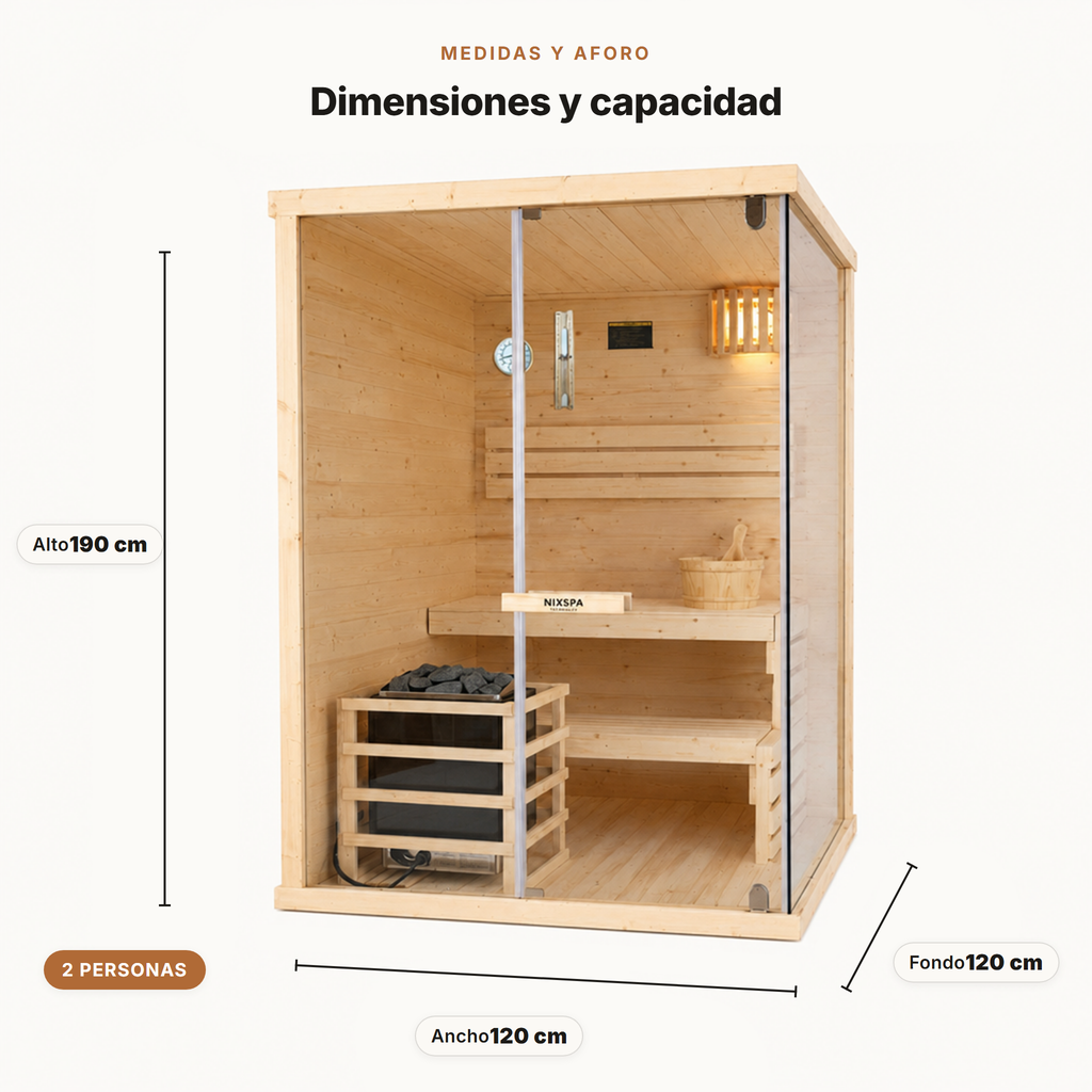 Sauna Finlandesa 2 Personas Madera Hemlock Canadiense