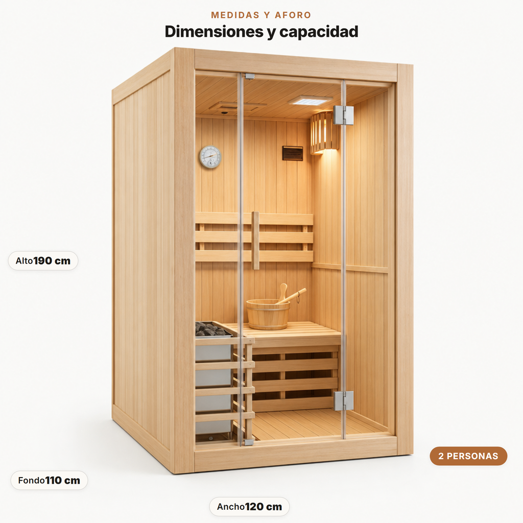 Sauna Finlandesa 2 Personas Madera Hemlock Canadiense