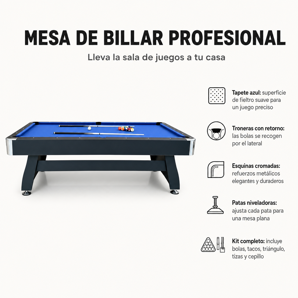Tavolo da biliardo americano con ritorno automatico delle palle, struttura rinforzata e tappeto resistente per gioco a casa