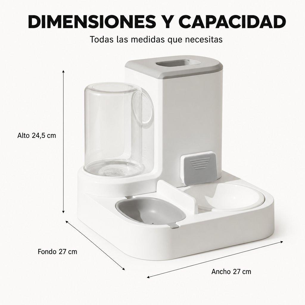 Comedouro e bebedouro automático 2 em 1 para gatos e cães com dispensador duplo e grande capacidade cor cinzenta