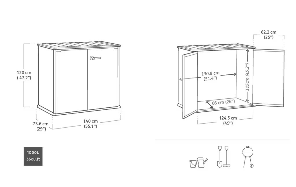 Keter - Cobertizo de exterior Patio Store gris