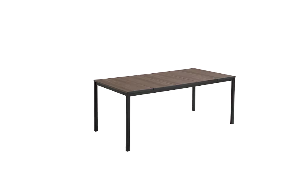 Keter - Mesa de comedor de exterior Porto 200 negro/madera oscuro