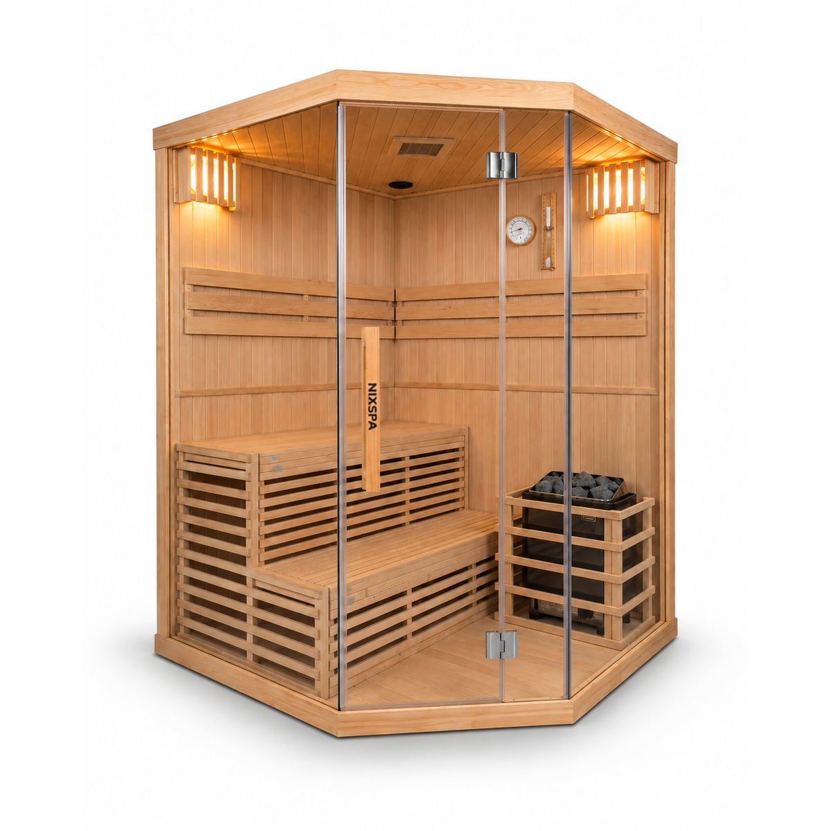 Sauna finlandese angolare per casa per 4-5 persone