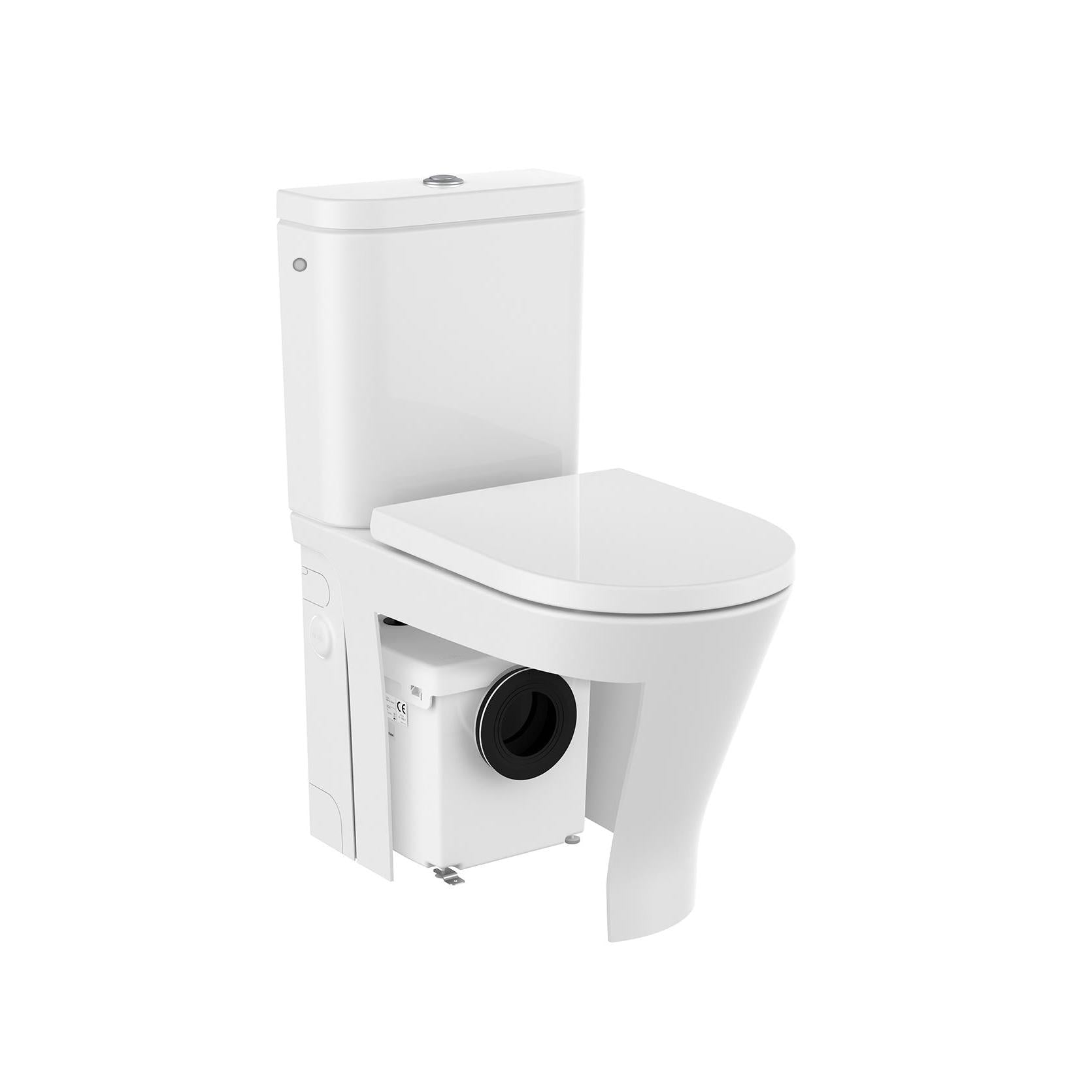 Roca - Taza The Gap Round D-Trit compacta adosada a pared con triturador sanitario integrado