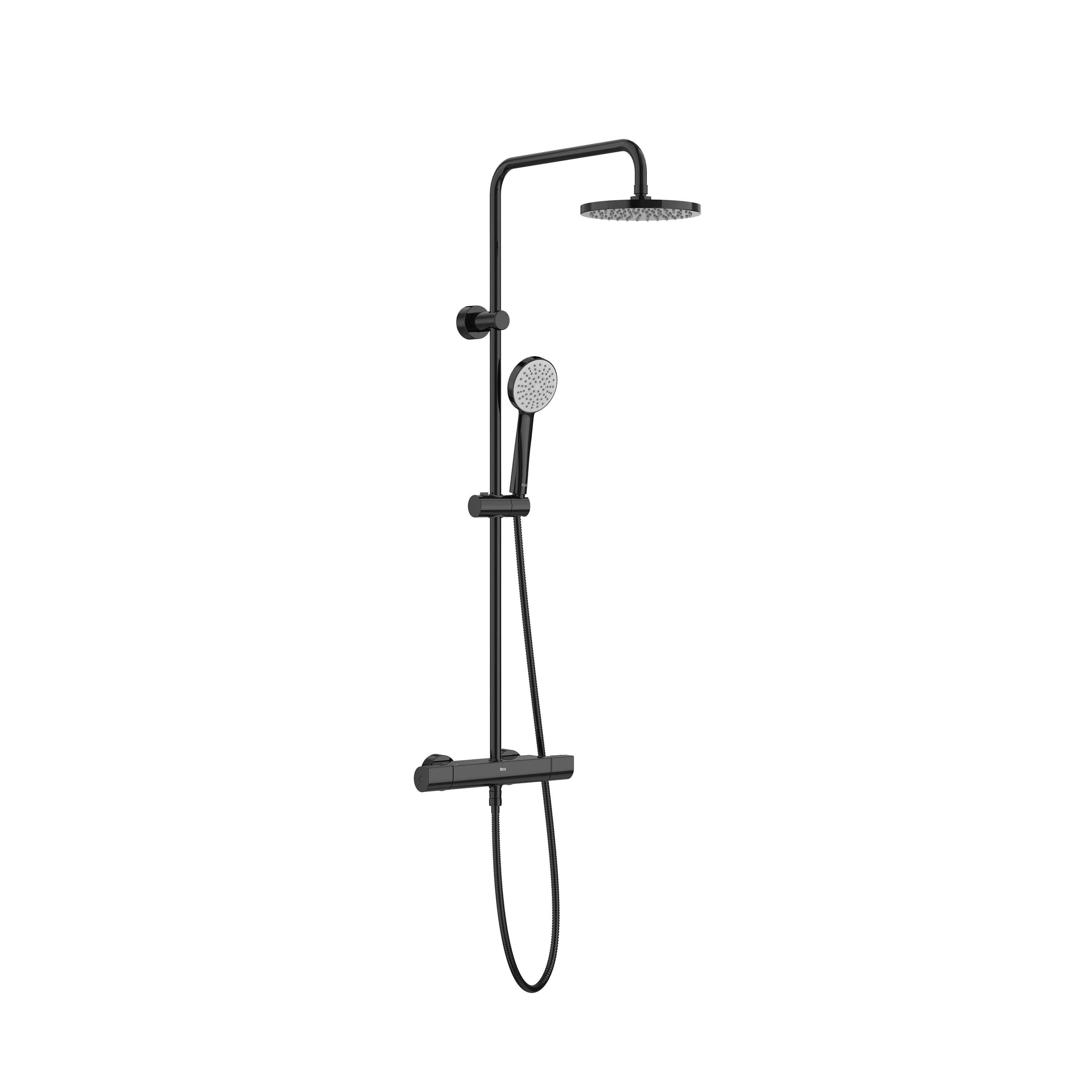 Roca - Even T - Round - Black Titanium Termostatic Shower Colum