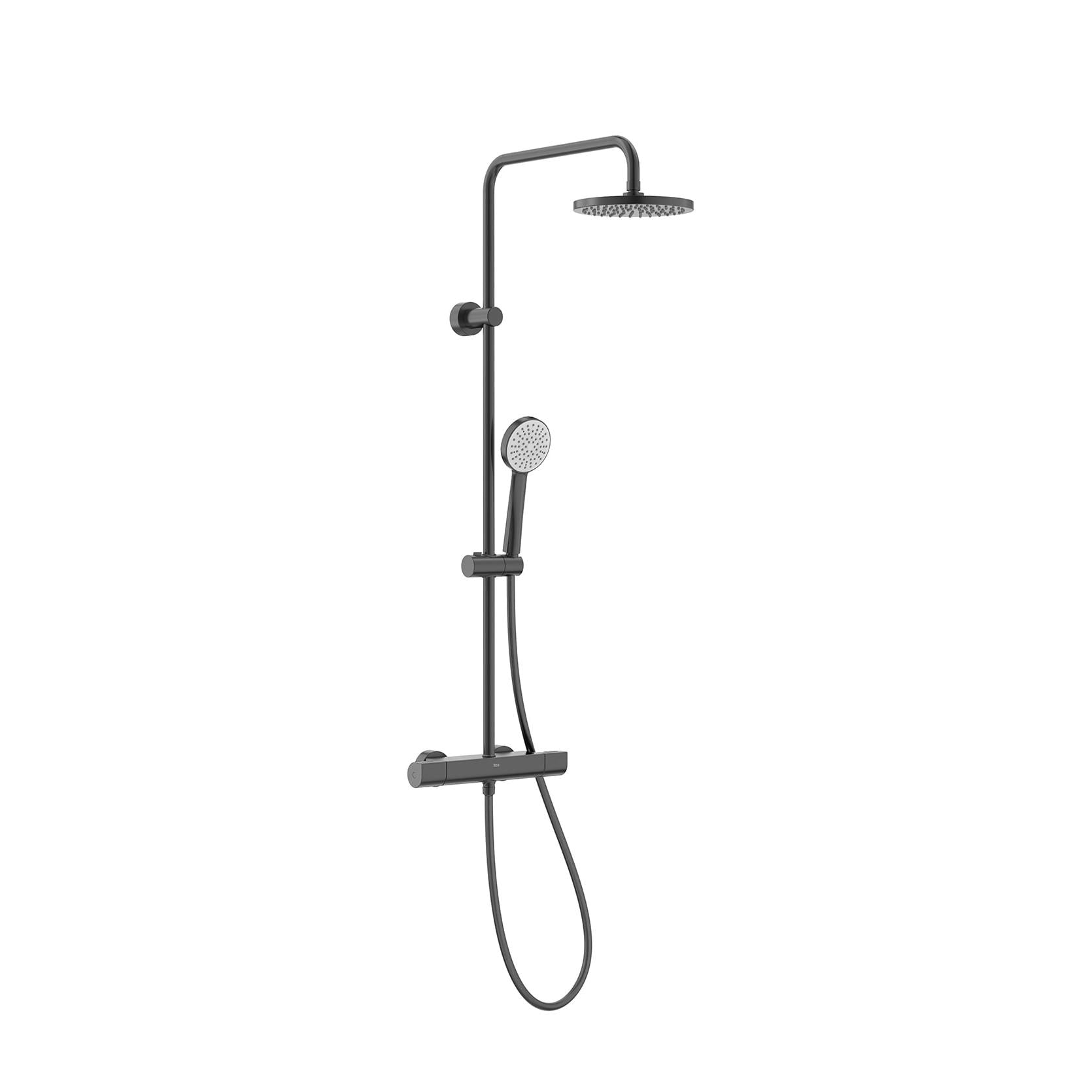 Roca - Even T - Round - Black Thermostatic Shower Columns Brushed Titanium