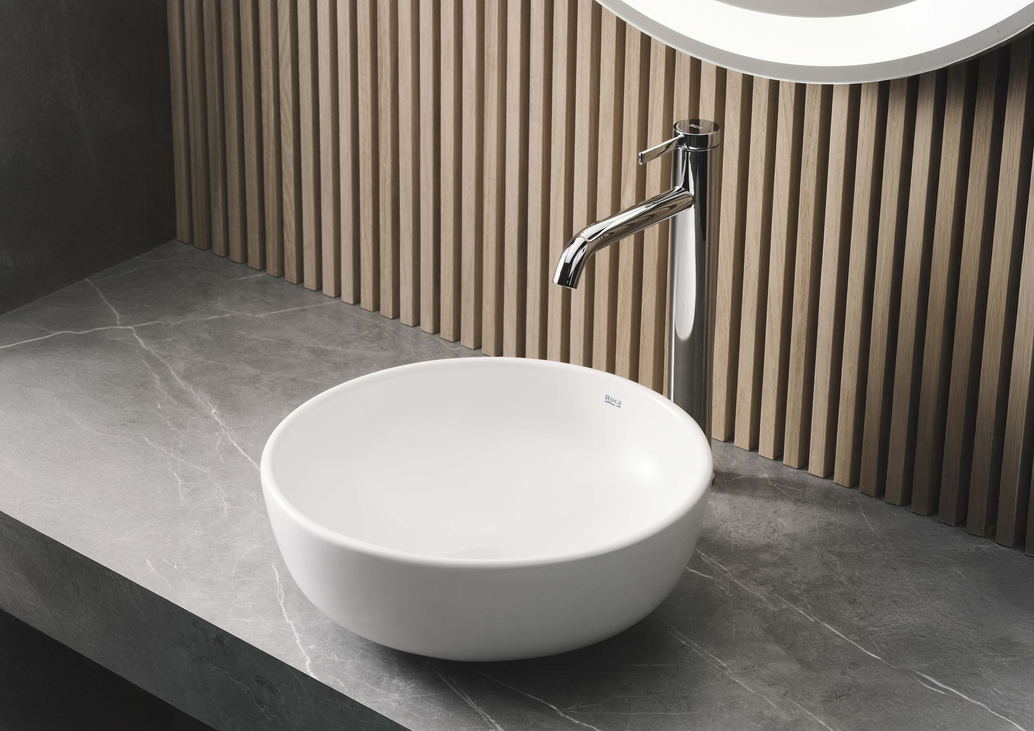 Roca - Mezclador monomando para lavabo con caño alto, desagüe click-clack y cuerpo liso Ona, Cromado A5A349EC00