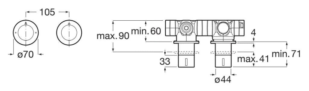 Roca - Ona Einbau-Armatur für Bad-Dusche 2 Wege Edelstahl A5A0B9ESM0