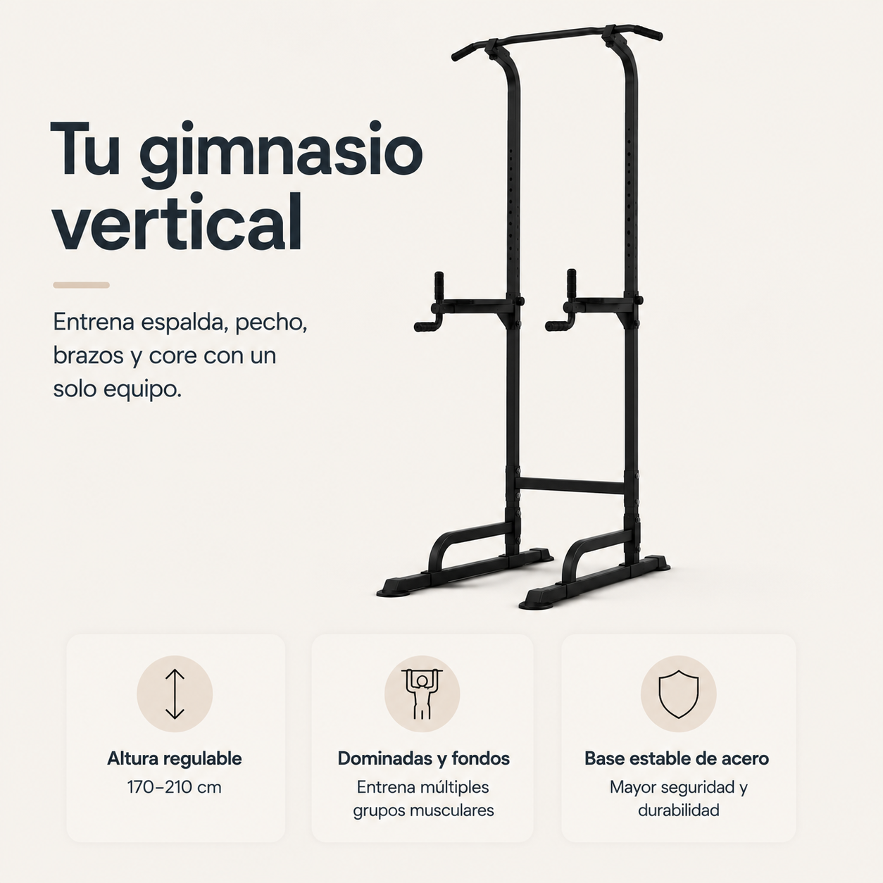 Torre de Dominadas y Fondos Multifunción 170-210 cm