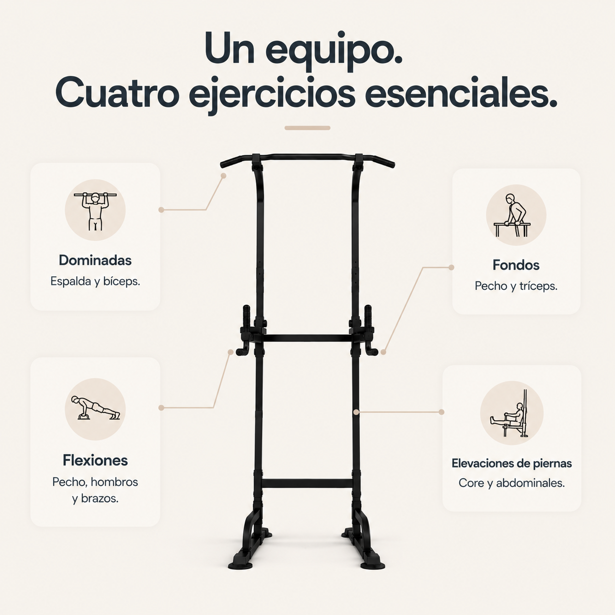 Torre de Dominadas y Fondos Multifunción 170-210 cm