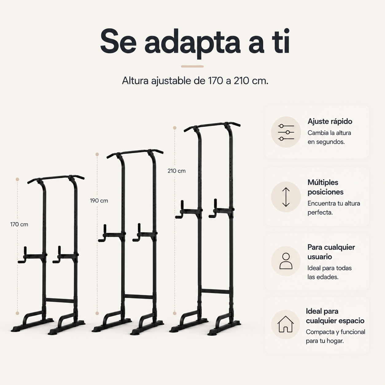 Torre de Dominadas y Fondos Multifunción 170-210 cm