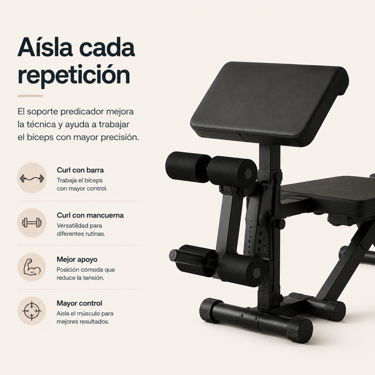 Banco de Pesas con Soporte de Barra Ajustable Press de Banca